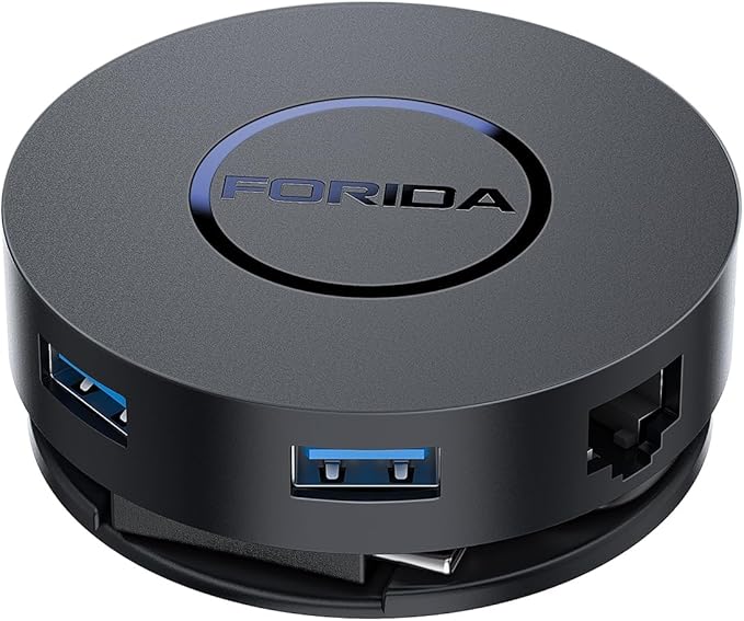 Mini USB C Docking Station Dual HDMI Monitor FORIDA USB C to USB Dock Hub with Gigabit Ethernet 100W Power Delivery Micro SD Card Reader for MacBook/Dell/HP/Lenovo ThinkPad/Surface (Black)