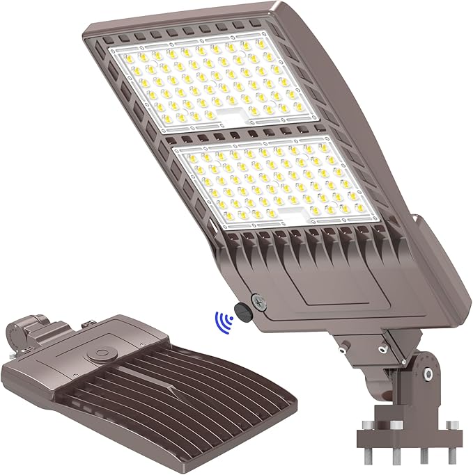 BBESTLED 400W LED Parking Lot Light Dusk to Dawn Outdoor Lighting Arm Mount 56000LM IP65 UL & DLC Commercial Light for Street Stadium Tennis Court 5000K (100-277VAC Input), LED Shoebox Light