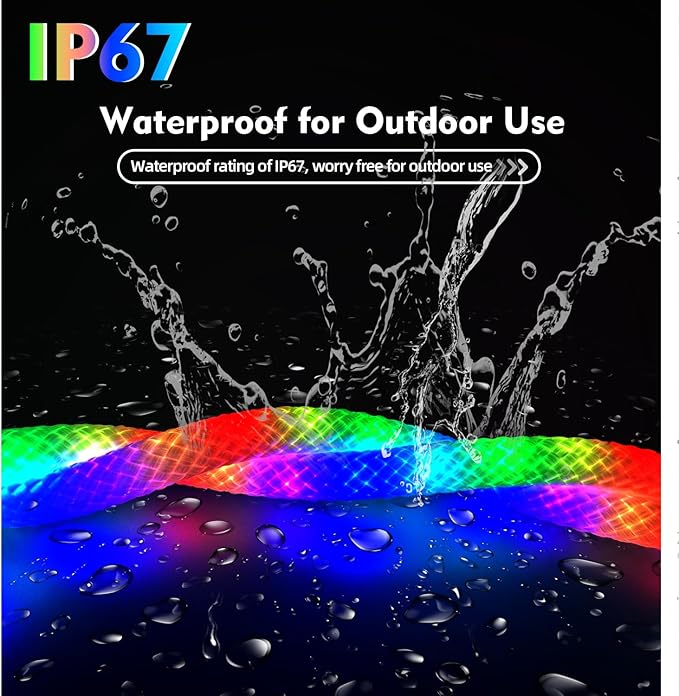 16.4ft Neon LED Rope Lights, 360 Led Light Strip Waterproof Strip with Music Sync,Remote & APP Control,USB-Powered Flexible Lighting for Indoor/Outdoor Gaming Room,Bedroom, and Wall Decor