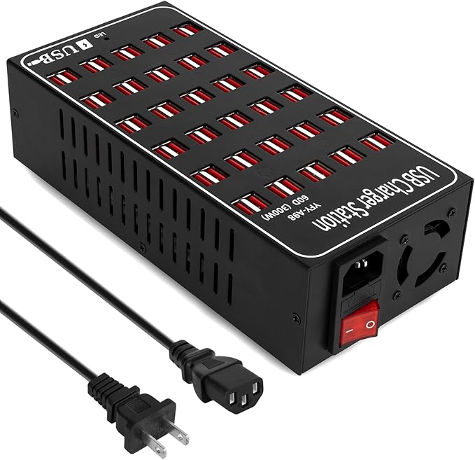 USB Charging Station for Multiple Devices, 300W 60 Port Desktop Fast Charger Station with Intelligent Protection, Multi Ports USB Charger Block for Home School Hotel Office Shopping Malls