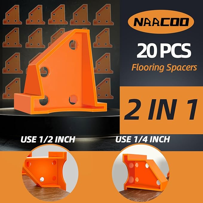 Laminate Flooring Tools,Vinyl Flooring Tools, Heavy Tapping Block, Heavy Pull Bar, 10”Contour Gauge, 20pc Upgrade Flooring Spacers, Rubber Mallet - Professional 5 in 1 Flooring Installation Kit