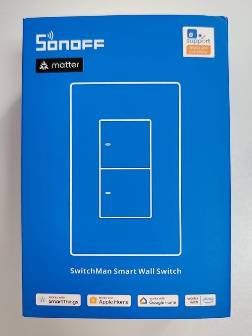 SONOFF Matter Smart Light Switch, 2.4GHz WiFi Light Switch, Neutral Wire Required Smart Switches for Lights, Interruptor Inteligente Compatible with Alexa and Google Home, 2 Gang M5-2C-120W