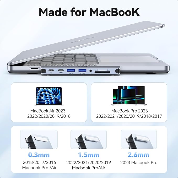 USB C Adapter for MacBook Pro Air M1 M2 M3 2021 2020 2019 13" 15" 16",USB C Hub Mac MacBook Pro Accessories Dongle USB C with 3 USB Ports+SD/TF Card Reader+100W Thunderbolt 3 PD Port+3.5mm Audio