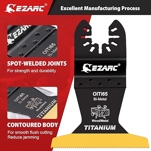 EZARC Titanium Oscillating Saw Blades, 3 PCS Extended Multitool Blades for Metal, Wood Nails, Screws Cutting, Plastic