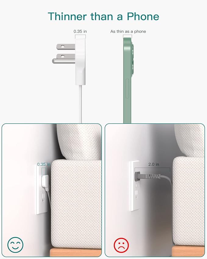 15FT Extension Cord - Surge Protector Power Strip, Addtam 12 Widely Multiple Outlets 3 Sides Outlet Extender, 900J, Wall Mount, Extra Long Flat Power Strip for Home Office College Dorm Room Essentials