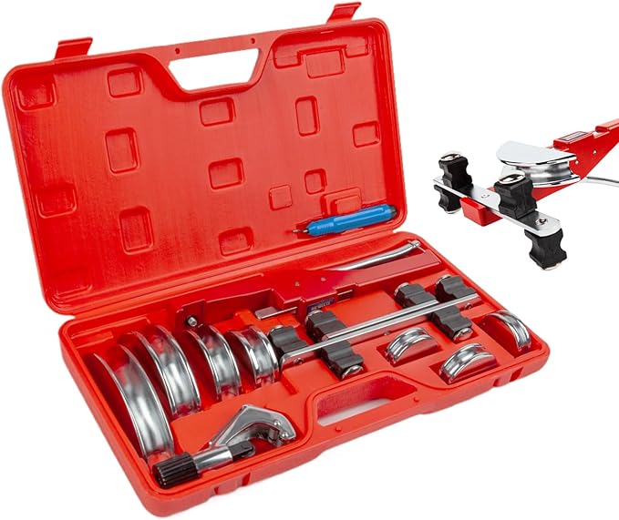 ICOOL Tubing Bender Kit Hand Tool 1/4 to 7/8 Inch for Soft Copper Aluminum HVAC Refrigeration System Maintenance, with Tube Cutter