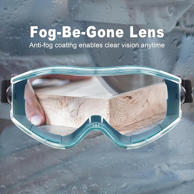 UKNOW Safety Goggles Over Glasses - Anti-Fog Clear Lens - ANSI Z87.1 Certified Eye Protection for Lab Work, Industrial Use
