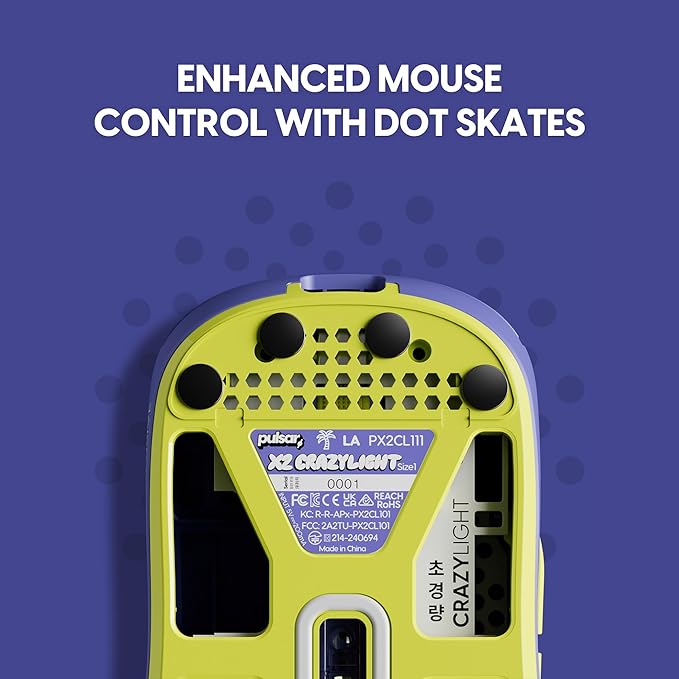 Pulsar Gaming Gears X2 Crazylight Wireless Gaming Mouse, Ultra Lightweight 1.23 oz (35g), Optical Switch, 32000 DPI, 750 IPS, XS-1 Sensor, 8k Compatible (LA Edition)