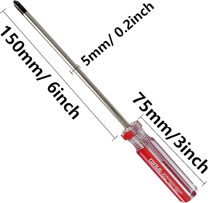 4PCS Magnetic Screwdriver Set, 5mm Magnetic Phillips & Slotted Bits Screwdriver Set, with 6 Inch Steel Shaft and Comfortable Handle for DIY Repairing, Red/Green