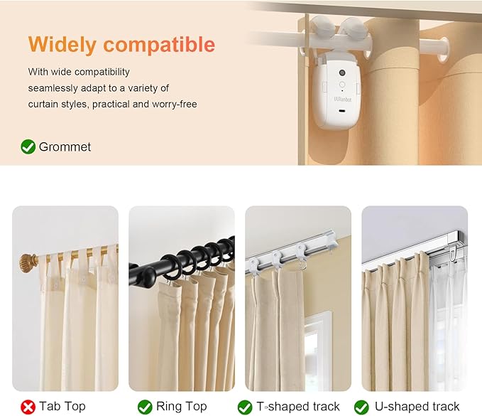 Automatic Curtain Opener - Electric Curtains with Remote Smart Curtain Opener Electronic for Roman/U/T Rails, Bluetooth Curtain Opener with App/Timer, Compatible with Alexa and Google Home