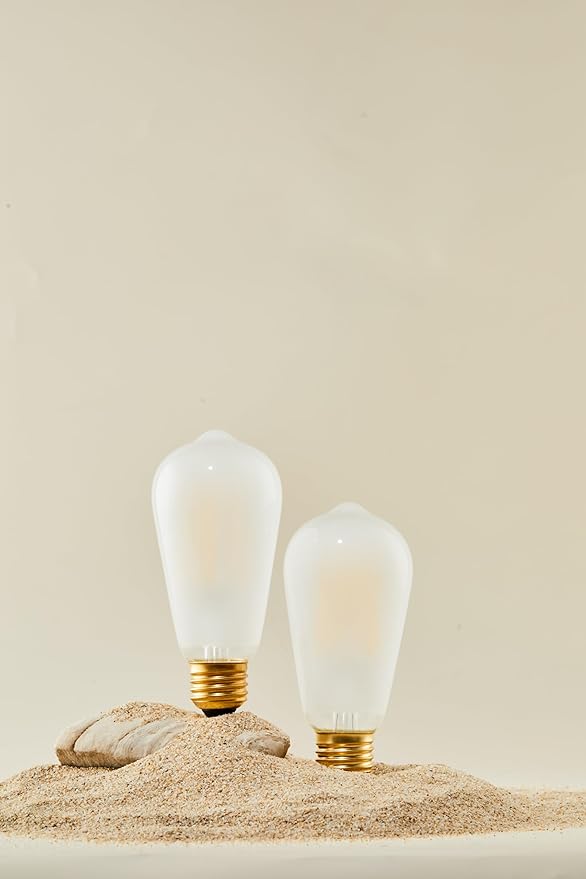 E26 Frosted LED Edison Bulbs, Soft White 3000K,8W Equivalent 75W,850LM,AC120V, ST58 Vintage Edison Bulbs,Dimmable Antique LED Filament Bulbs, Pack of 6