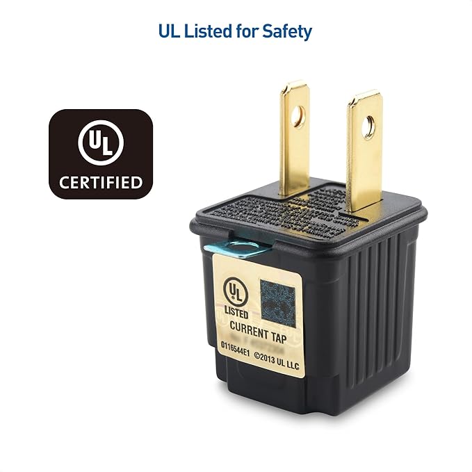 [UL Listed] Cable Matters 3-Pack 2 Prong to 3 Prong Outlet Adapter, 3P to 2P Plug Adapter - Converts a 2-Prong Outlet to Support 3-Prong Plugs, Black
