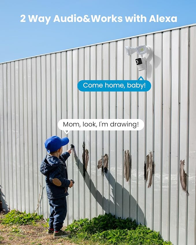 ieGeek Floodlight Camera, 5MP Outdoor Home Security Light with Cameras, 5G/2.4G WiFi Wired Flood Light Cam with Smart Motion Sensor/Siren, Color Night Vision, 2 Way Audio, 24/7 Record,Works w/Alexa