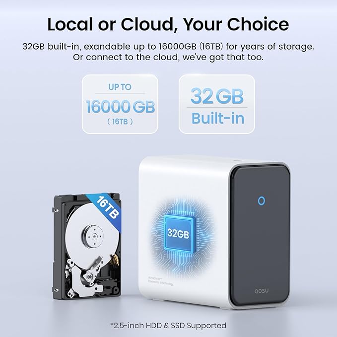 AOSU 4K Solar Security Cameras Wireless Outdoor, Expandable to 16TB (32GB Built-in) HomeCortex Home Security System + 4 Extra Solar Panel, AI Face Recognition & Behavior Detection, 4-Cam Kit