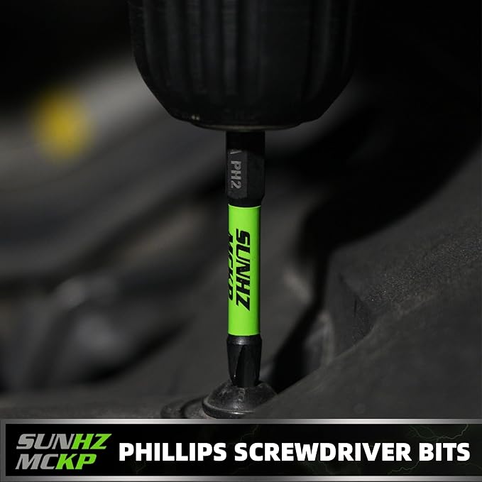 SUNHZMCKP 24-Piece Screwdriver Bit Set, Magnetic Slotted Phillips Driver Bit Set, S2 Steel, Long 1" and 2.3" Impact Screwdriving Drill Bits Set, 1/4 Inch Hex Shank Driver Bit