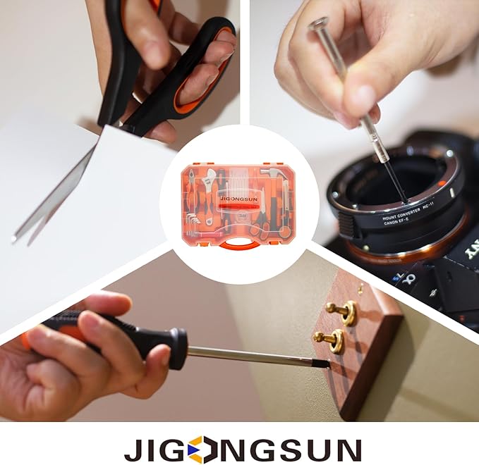 Basic Tool Kit, 68 Piece Household Tool Set, Small Tool Kit, Transparent Orange Pliers Set, and Tool Set, Suitable for Men's and Women's Tool Kits, As Home DIY, and As a Gift