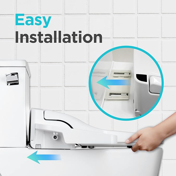 Blooming NB-1360E Bidet Toilet Seat, Warm Water with Stainless Steel Nozzle, Warm Air Dryer, Heated Toilet Seat, Sittable Lid, Nightlight, Fits Elongated Toilets, White (Elongated)