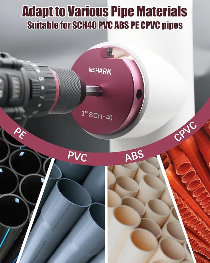 2 Inch PVC Pipe Reamer, PVC Fitsting Saver, Plastic Pipe Fitsting Reamer Socket Saver Plumbing Tool for Schedule 40 Fits Standard 1/2" Drill