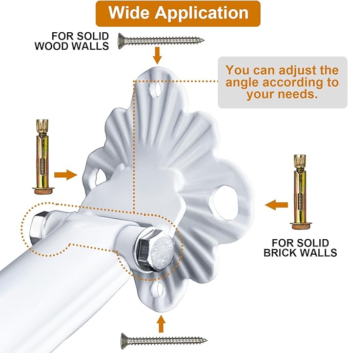 Adjustable Handrail 1-2 Step, Wall&Floor Mounted Wrought Iron Handrails, Handrails for Outdoor Steps, Stair Rail with Installation Kit Hand Rail, White