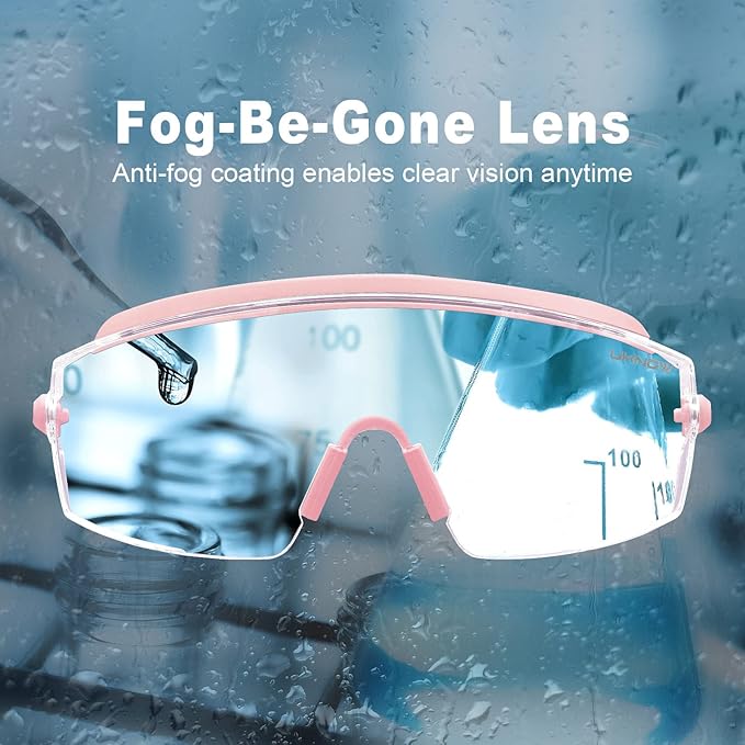 UKNOW Safety Goggles Over Glasses, Anti Fog Safety Glasses with Clear Wraparound Lens, ANSI Z87.1 Protective Eyewear
