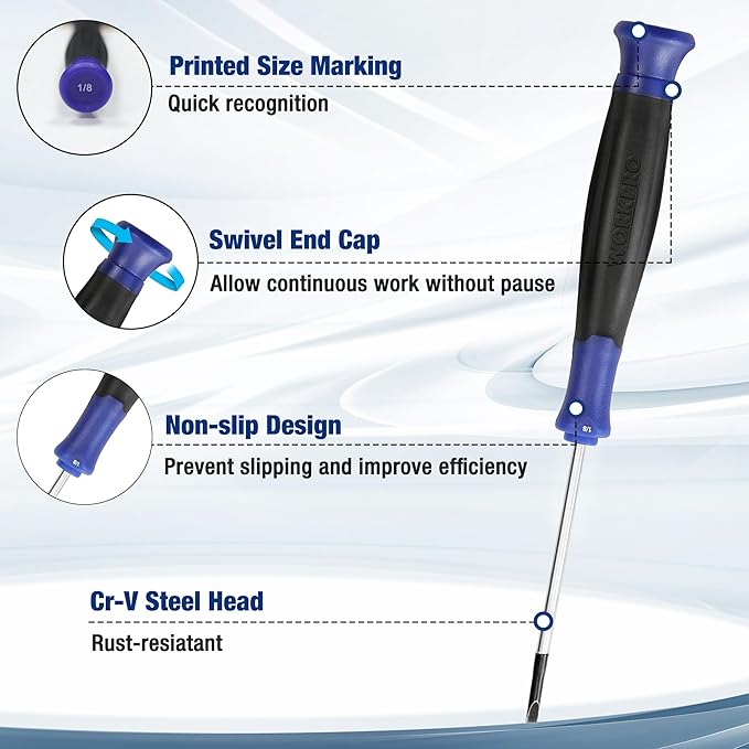 WORKPRO 10-Piece Precision Screwdriver Set with Pouch, Magnetic Small Screwdrivers with Phillips, Slotted, Torx Star, Mini Screwdriver Repair Tool Kit for Eyeglass, Watch, Computer, Laptop, Phone