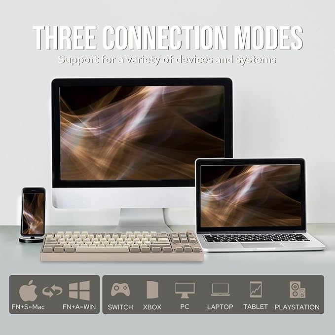 EPOMAKER P87 TKL Aluminum Wireless Gaming Keyboard, QMK/VIA Programmable, 87% Bluetooth/2.4Ghz/USB-C, with CNC Metal Knob and RGB Backlight (Khaki, Wisteria Linear Switch)