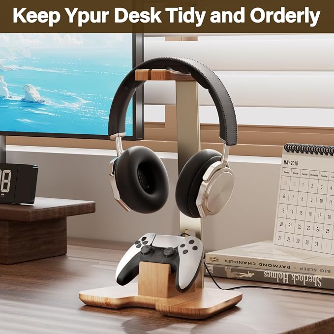 Controller and Headphone Stand for Desk Gaming Desk Accessories Controller and Headphone Holder Headset Holder Headset Stand