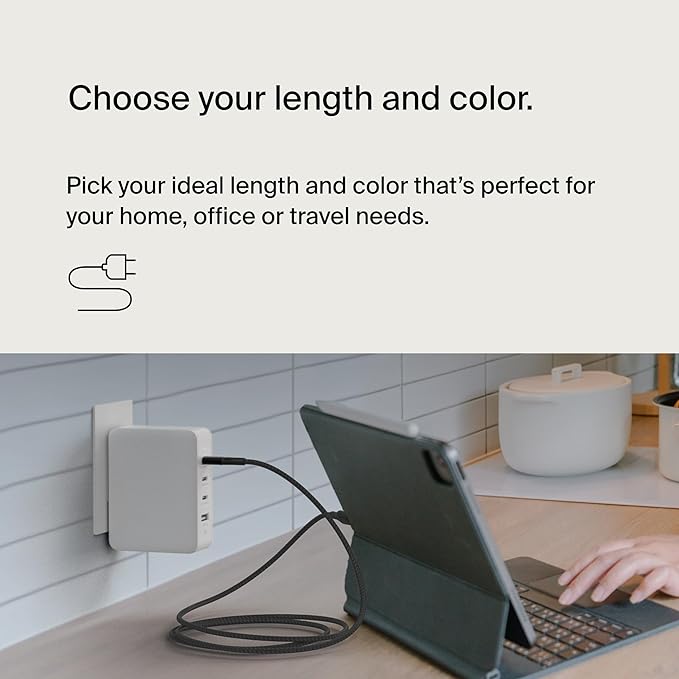 Belkin USB C to USB C Cable, 6.6ft, 240W - Type C Charger, iPhone Charger Cord, Fast Charging for iPhone 16, Galaxy S25, Pixel 9, MacBook, Chromebook, iPad Pro, Switch Steam Deck - Black