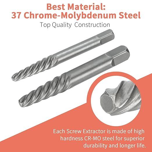 Screw Extractor Set, 37# Cr-Mo & 6542 HSS Steel Cobalt Left-Hand Drill Bit, Easy Out Broken Bolt Remover Reverse, Ez Out Stripped, Rounded-Off, Damaged Bolts, Screws&Studs Removal Tool (18-Pieces)