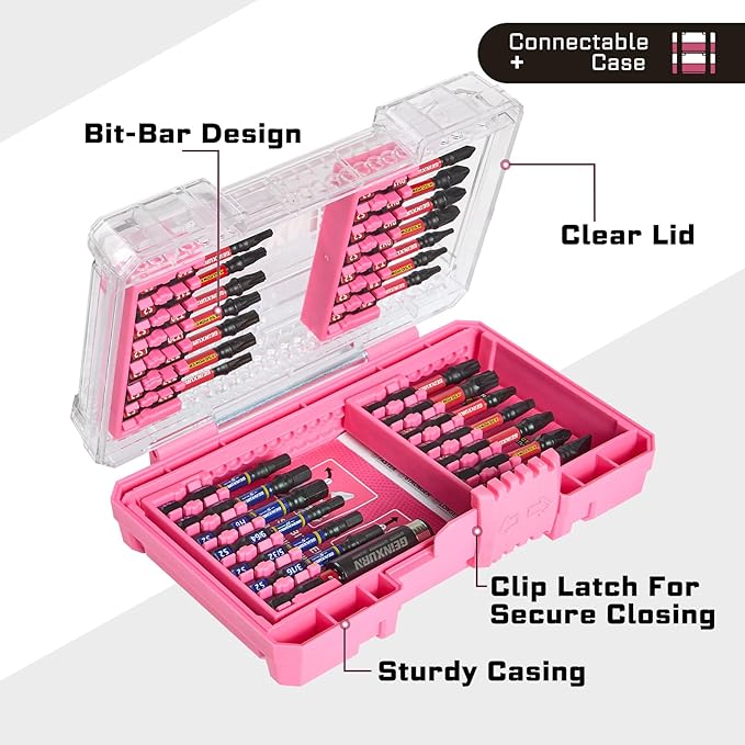 70Pieces Impact Screwdriver Bits Set, Magnetic S2 Steel 1”/2”3”Phillips/Square/Torx/Slotted/Hex/Pozi Bits Tips and Impact Bit Holder with Red Storage Box Case