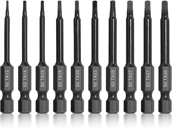 COMOWARE 10pcs Triangle Bit Set (Ta12-Ta30), S2 Steel 1/4" Hex Bit Set, Tamper-Proof Security Torx Bit Sets, CNC Tip Hex Drill Bits Sets, 2" Length, Magnetic Drill Bits For Electronic Devices