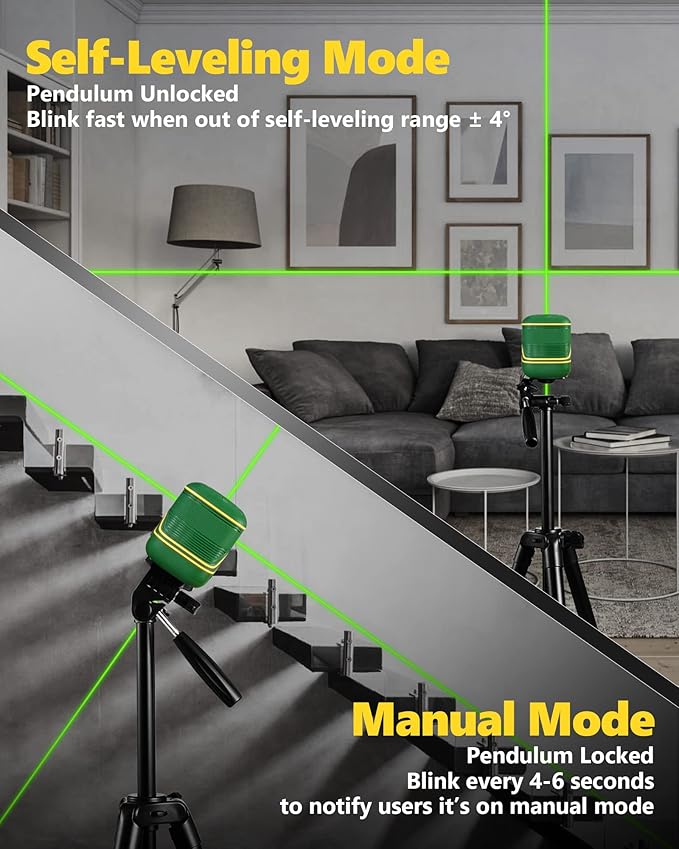 APEXFORGE X1C Cross Line Laser Level, with Rechargeable Battery, 100ft Green Beam, Self-Leveling, Vertical and Horizontal Line, Pulse Mode, 360° Magnetic Pivoting Base