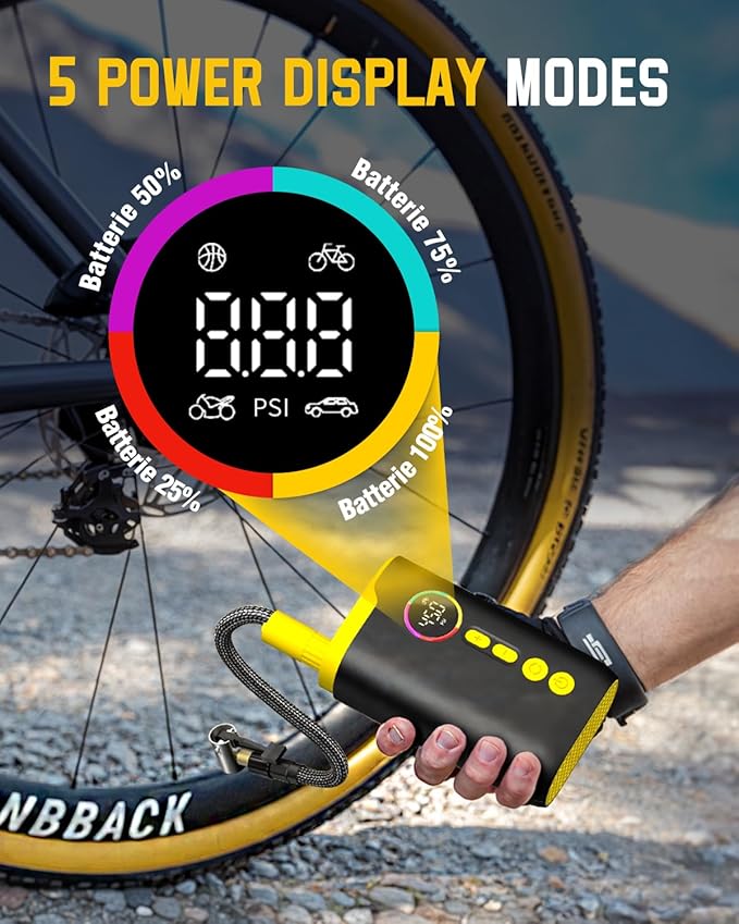 NEVERLAND Tire Inflator Portable Air Compressor - 150 PSI Electric Air Pump for Car Tires with Auto Shut, Cordless Tire Air Pump for Bicycle, Motorcycle, Bike Tire Pump with Gauge