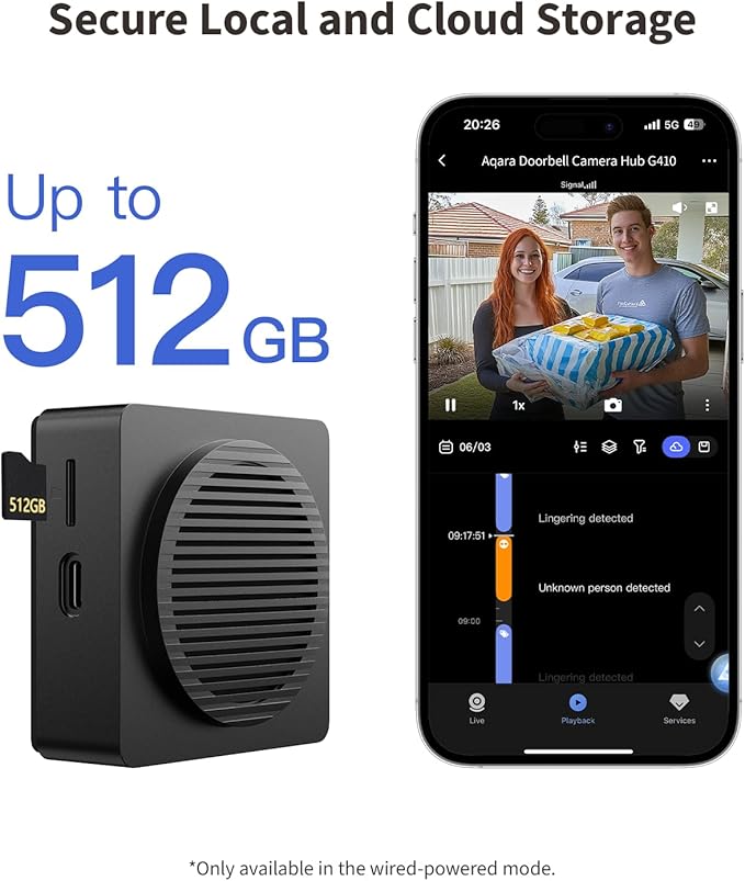 Aqara Smart Doorbell Camera G410 with Chime, 2K, HomeKit Secure Video, 2-Way Audio, Built-in Matter Hub, Wireless/Wired, Supports Apple Home, Alexa, Google, Home Assistant, 2.4G/5GHz Wi-Fi, Gray