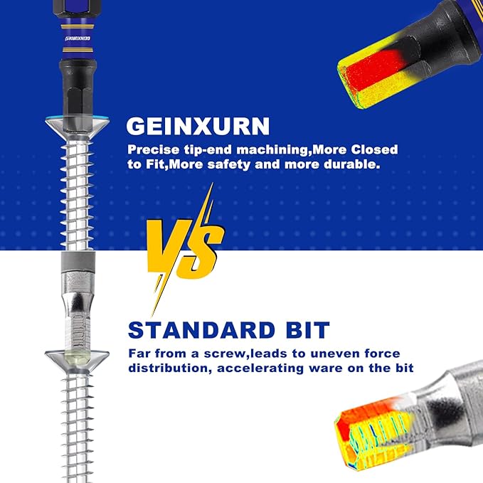 10pc 1" SAE Hex Head Impact Tough Magnetic Allen Wrench Drill Bits Set, 1/4" Hex Shank, S2 Steel, Impact Rated