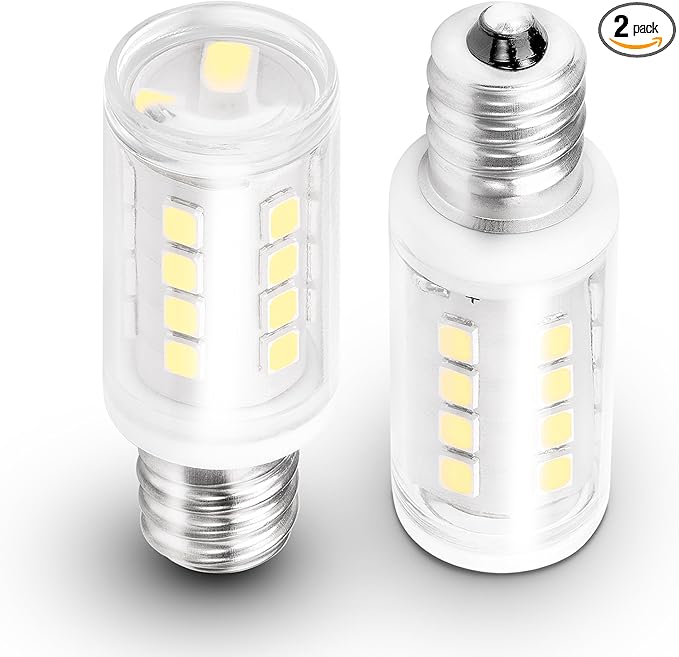 Dryer Light Bulb 120V 10W 25W 40W Equivalent WE05X20431 WP22002263 Appliance Bulb E12 Candelabra Base 2W 300lm 6000K Daylight White for Dryer Drum Water Ice Dispenser Refrigerators Bulb, 2 Pack