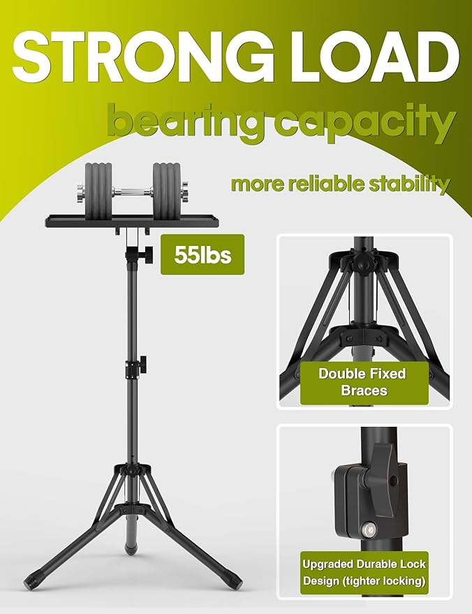 Projector Stand Laptop Tripod, Upgraded Portable Projector Stand Tripod Adjustable Height 26 to 56 Inch, Laptop Floor Stand with Mouse Tray for Room, Office, Podium, Outside, Studio, Dj Racks