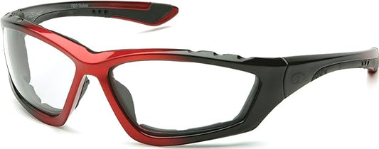 Pyramex SBR8710DTP Accurist Safety Glasses Clear Anti-fog Lens,Black/Red