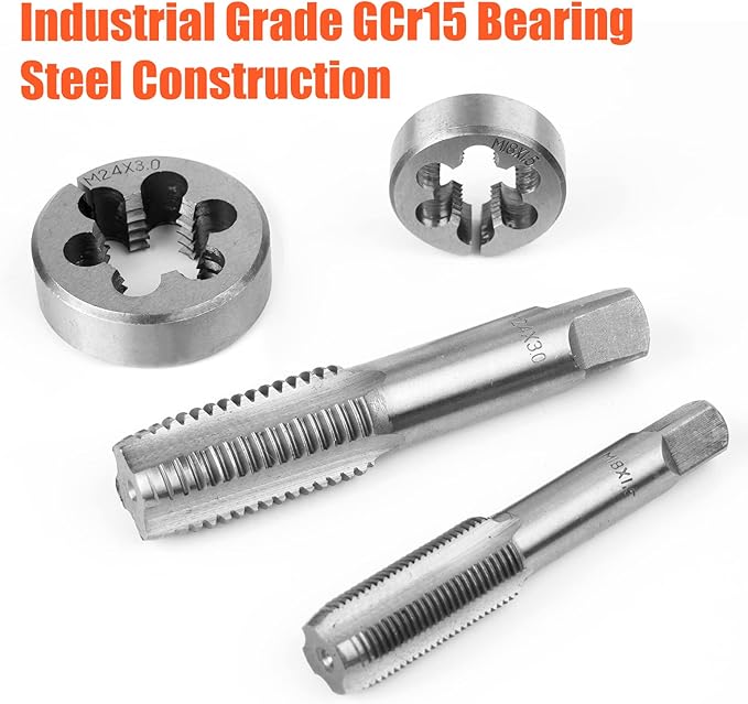 45 PCS Metric Tap and Die Set Tool Kit for Creating Repairing Tapping Tools Coarse and Fine Internal Threads and External Threads with Storage Case