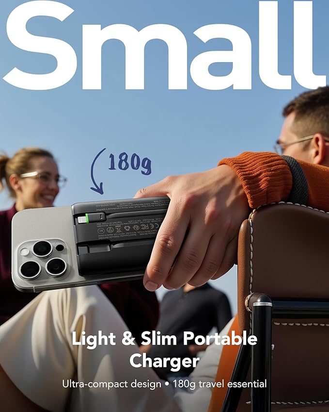 VEGER 10000mAh Portable Charger with 2 Built-in Cables, PD 22.5W Fast Charging USB C Power Bank, 4 Outputs 3 Inputs Slim Battery Pack Compatible with iPhone, Samsung, iPad, Android - Travel Essential