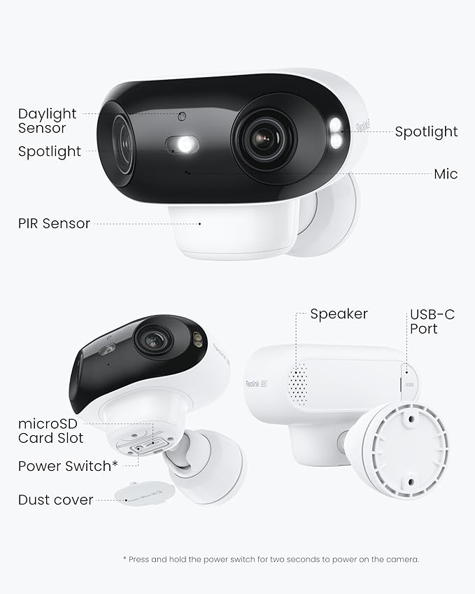 REOLINK 4K Solar Camera Outdoor Wireless, Dual-Lens 180° View for Home Security, ColorX Night Vision, No Subscription, Smart Detection, Local Storage, Wi-Fi 6