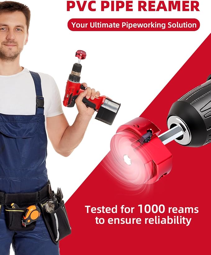2" PVC Pipe Reamer, Plastic Pipe Fitting Reamer Tool, Fit into Standard 1/2" Drills, PVC Fitting Saver for SCH40 PVC CPVC ABS Pipe
