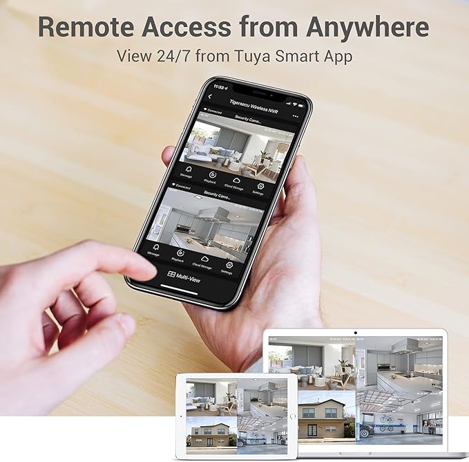 TIGERSECU 1080P WiFi NVR Security Camera System with 1TB Hard Drive, 4 Channel NVR, Weatherproof Cameras, Two Way Audio, Siren, AI Human Detection