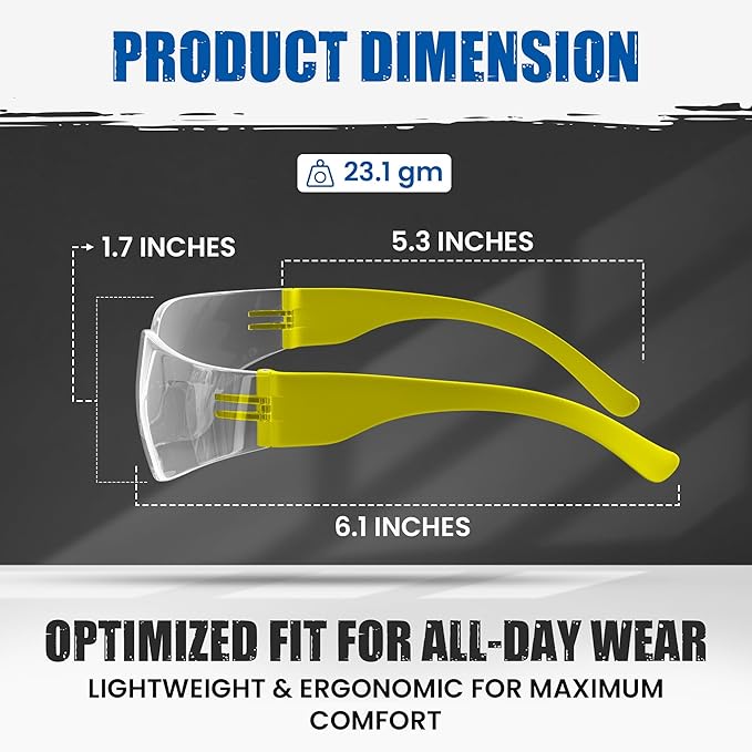 Work Safety Glasses For Men | Ansi Z87 Certified Safety Goggles For Shooting Range | Anti-Scratch Outdoor Glass