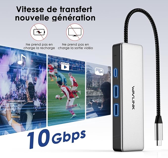 WAVLINK USB C to Ethernet Adapter, 10Gbps Hub with 1* USB-C, 2* USB-A, 2.5Gbps Ethernet Port for Laptop, Type C (Thunderbolt 4/3 Compatible) to Network for MacBook, iPad, Hp, XPS, Windows