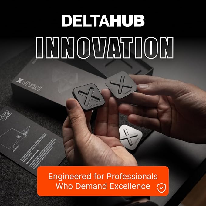 DELTAHUB HoldX Magnetic Mount - Universal Phone & External Drive Holder for Laptops, Desks | Strong Magnetic Stand for SSDs, HDDs & Mobile Device (Black)