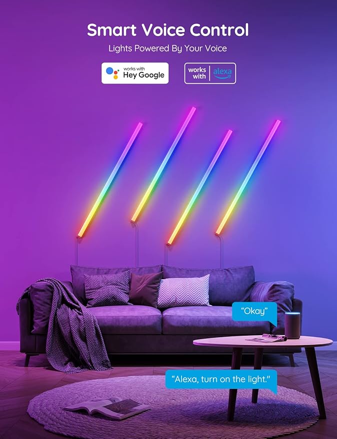 Govee Glide Wall Lights, RGBIC LED Light, Smart Gaming Light Works with Alexa and Google Assistant, RGB Light Bar, LED Wall Lights for Bedroom, 2 Panels Set (3 Sections/Panel)