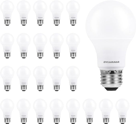 SYLVANIA ECO LED A19 Light Bulb, 60W Equivalent Efficient 9W, 7 Year, 750 Lumens, Medium Base, Frosted, 2700K, Soft White - 24 Count (Pack of 1)(40986)