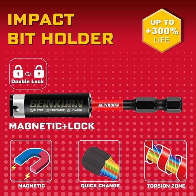 51Pack PH2 1 Inches Impact Tough Anti-Slip Screwdriver Bits, #2 Phillips 1/4 Inch Hex Shank Magnetic Tips Cross Screwdriver Bits Set with 1Pcs Impact Bit Holder,Bulk