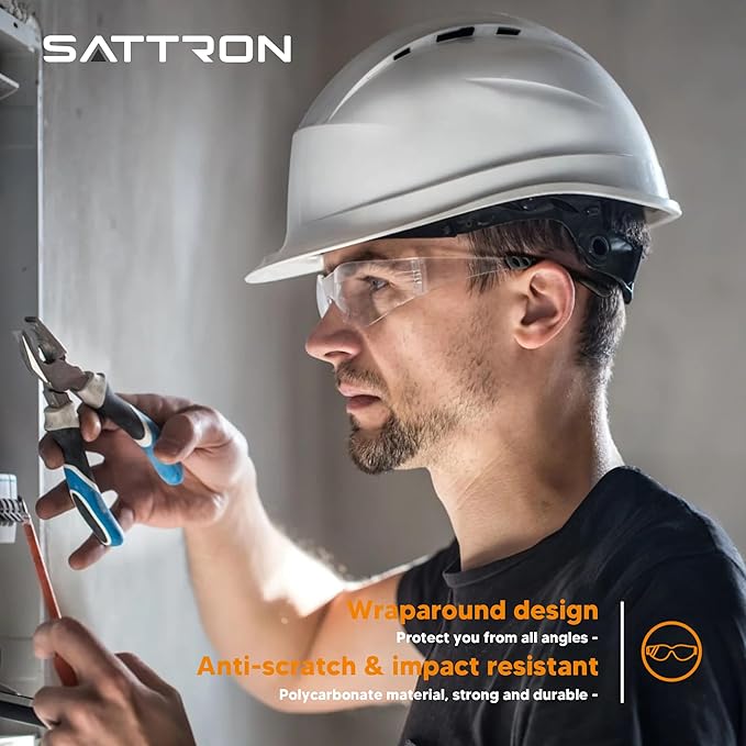 Clear Safety Glasses 24PK, Protective Eyewear Polycarbonate Lens with Rubber Temples ANSI Z87.1 Anti-Scratch Impact Resistant Eye Protection for Work, Lab, Construction Clear Lens/Black Frame